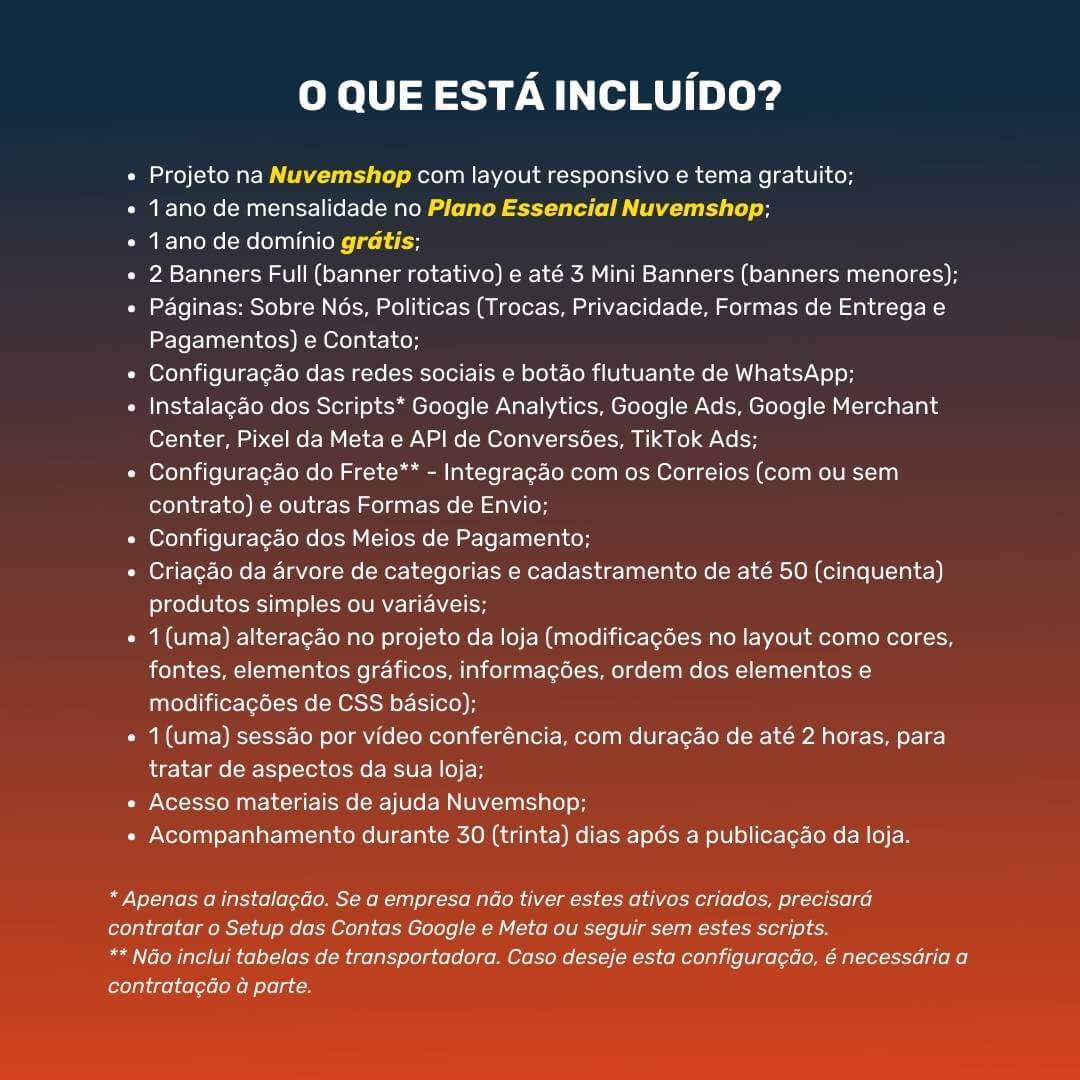 Loja Virtual Completa Nuvemshop com 1 ano de mensalidade paga e domínio grátis por 1 ano